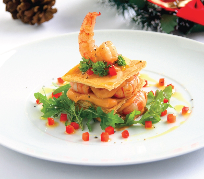 Set Lunch - Shrimp puff with rocket salad and special vinaigrette